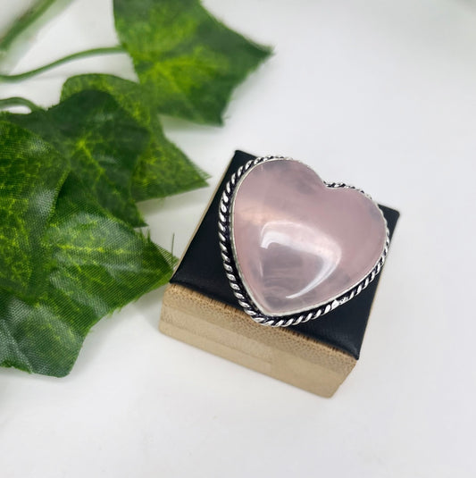 Anello cuore Quarzo Rosa