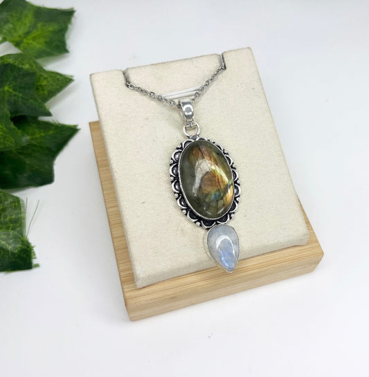 Collana Labradorite bianca e Labradorite